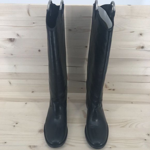 Frye Womens RARE HTF!! Tall Pull On Black Leather Boots Harness Size 6 B - Picture 5 of 15